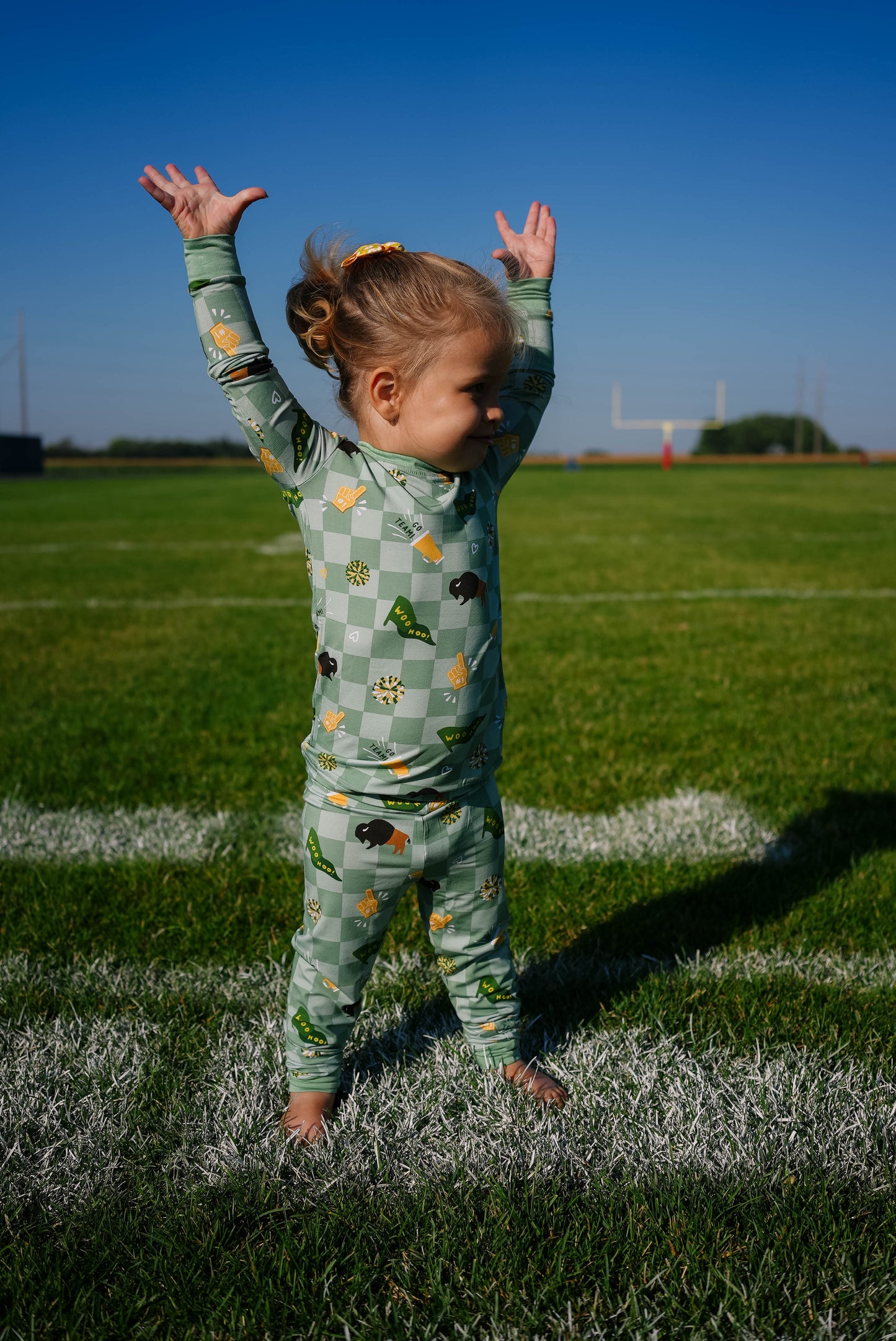 Green & Gold Rally Two Piece Pajama Set