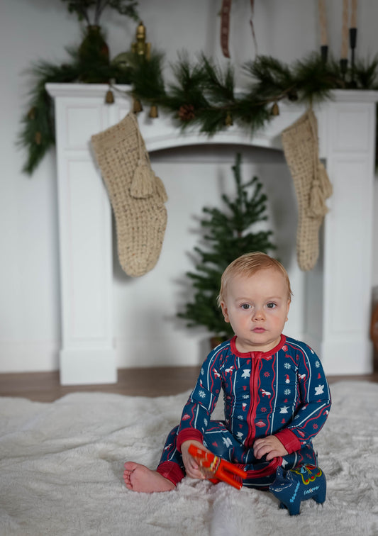 Navy Blue Nordic Nights Zippy PJs