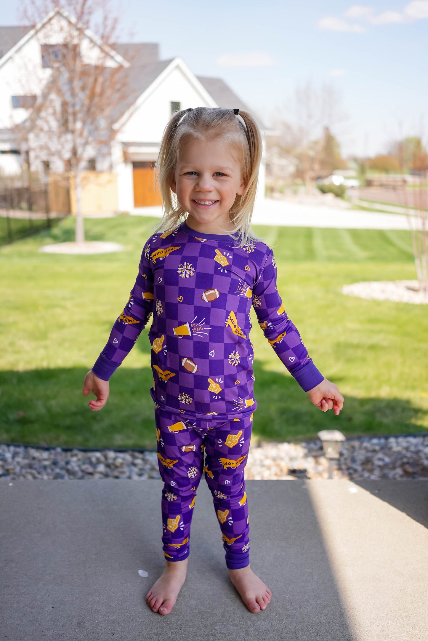 Purple & Gold Rally Two Piece Pajama Set