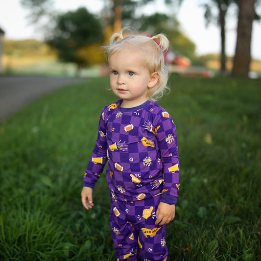 Purple & Gold Rally Two Piece Pajama Set