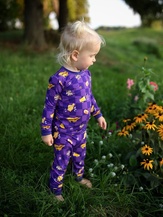 Purple & Gold Rally Two Piece Pajama Set