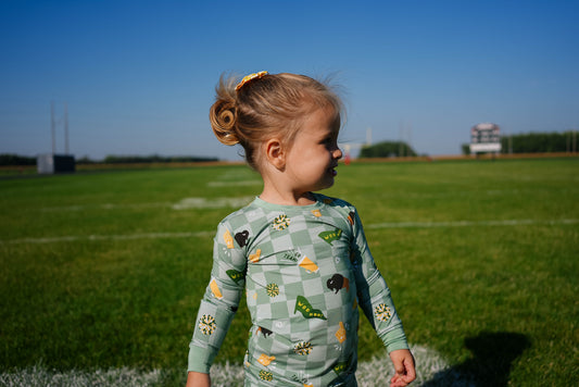 Green & Gold Rally Two Piece Pajama Set