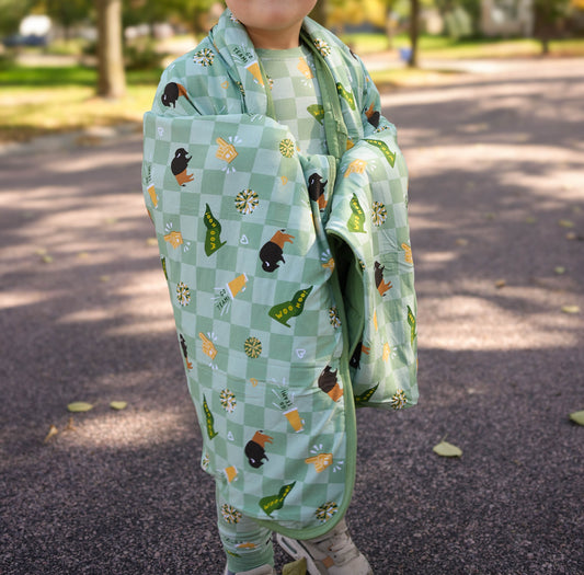 Green & Gold Quilted Blanket