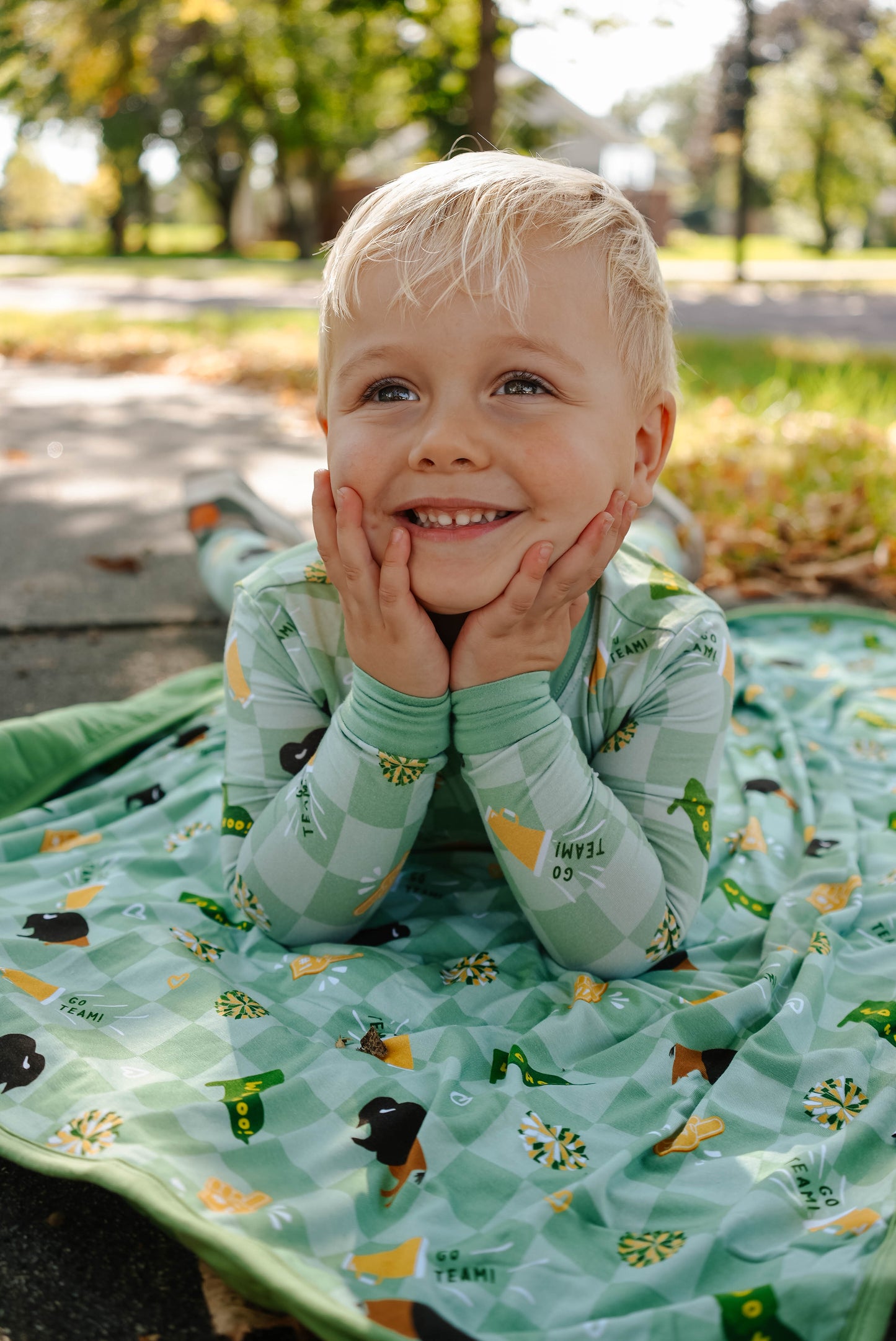 Green & Gold Rally Two Piece Pajama Set