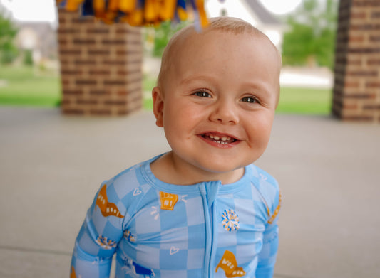 Blue & Yellow Rally Romper
