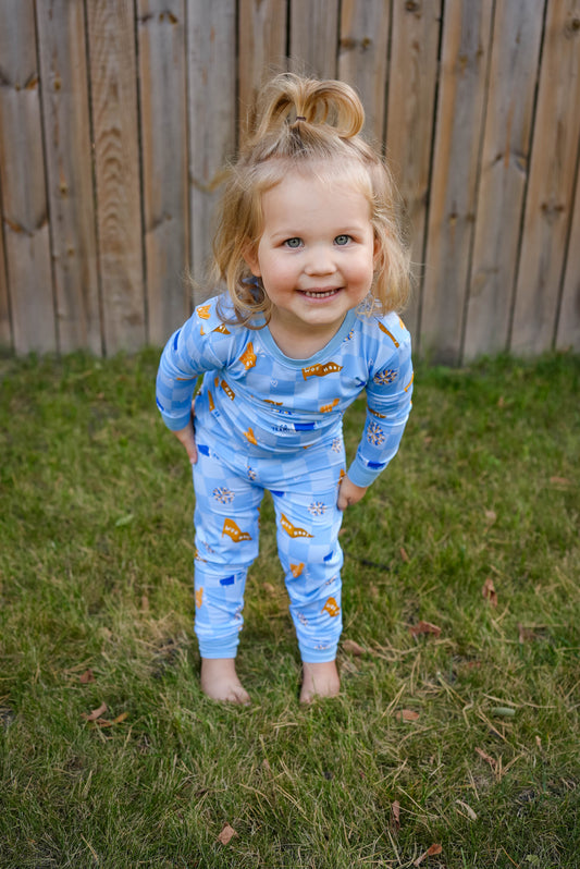 Blue & Yellow Rally Two-Piece Pajama Set